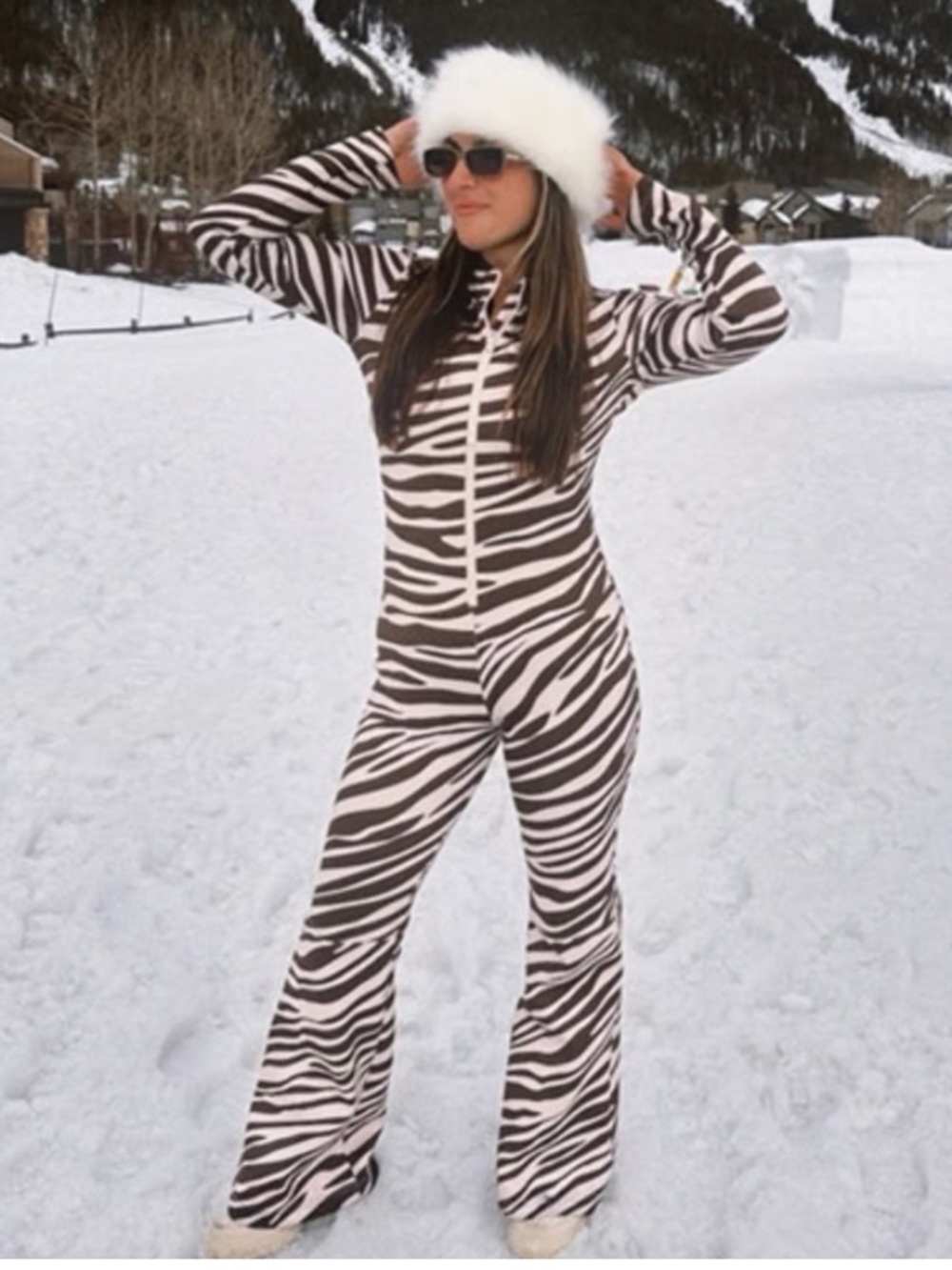 Cynthia Rowley zebra one piece ski suit Medium M - Picture 3 of 10